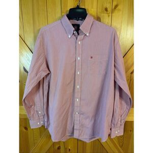 Victorinox Men’s Red White Checkered Long Sleeve Button Up Shirt Size Large (678